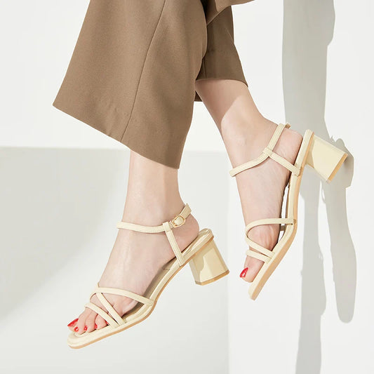 Xiangxiangli Thick Heel Thin Strap Women's Sandals