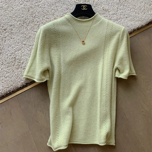 2023 Summer New Women's Knitwear 100% Cotton Pullover Short Sleeve Casual Solid Women's Top Loose Fashion Round Neck T-shirt