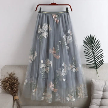 Woman Clothing Casual Elegant Summer Embroidery Streetwear Party Y2k Skirt Fashion Clothes Vintage Long Skirt Ethnic Style