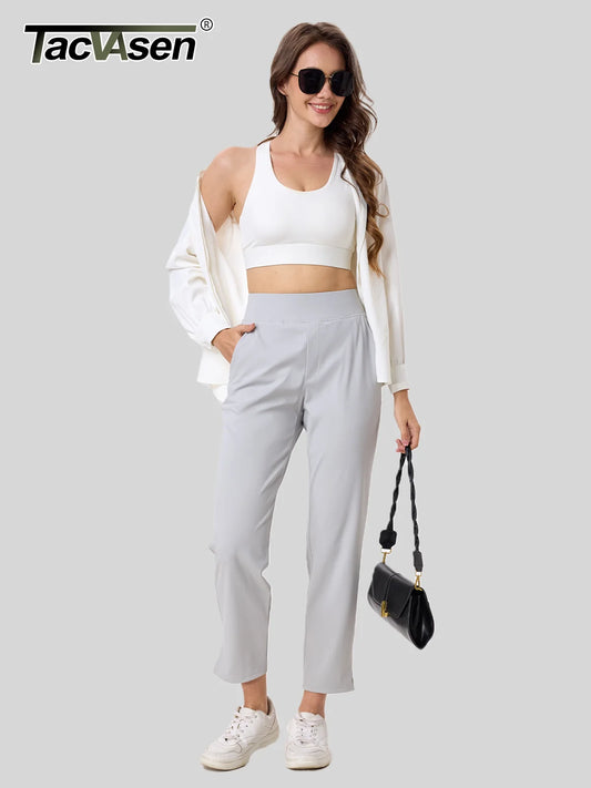 TACVASEN UPF 50+ Golf Pants Women's Lightweight Quick Dry Stretch Pants High Waisted Work Athletic Casual Pants 5 Pockets