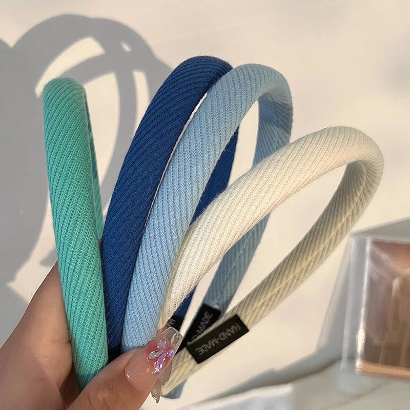 New Korean Simple Striped Solid Color Hair Band for Women's Sweet Versatile Face Washing Headband Girls Hair Accessories