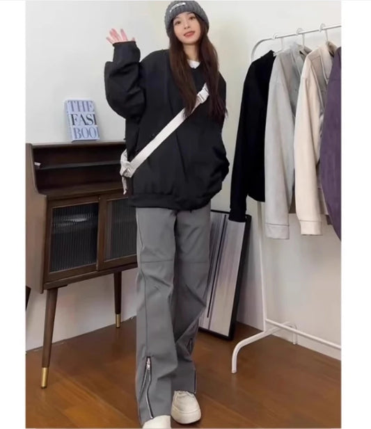 Plus size  Spring and Autumn Outdoor Sports Casual Pants Women's Three proof Curved Pocket Work Pants Adjustable Leg Tight Long