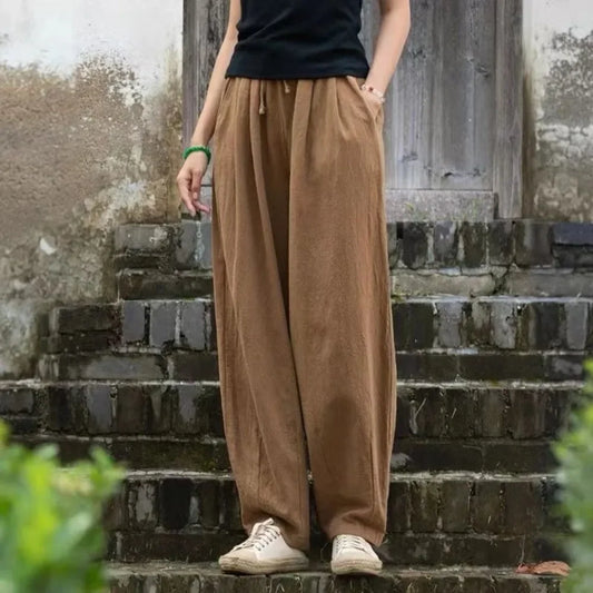 Thin Cotton Linen Y2k Pants Fashion Clothes Vintage Casual Streetwear Loose Harajuku Sweatpants Joggers Women Clothing