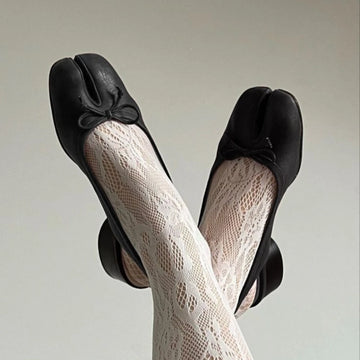 CHMURY Black White Tabi Ballet 3cm Slingback Heels Pumps Shoes for Women with Bow 2025