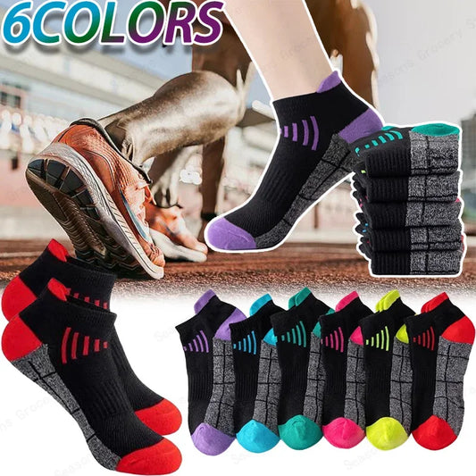 6-96 Pairs Unisex Color-Coordinated Quick-Dry & Sweat-Absorbent Running/Casual Sports Socks Low-Top Breathable 36-42
