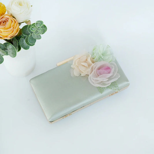 Fashionable Floral Wedding Evening Dinner Bag Square Bag Handheld Party Formal Gathering Bag Chain Strap Single Shoulder Bag