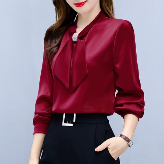 Blusas Mujer De Moda 2025 Long Sleeve Blouse Women Bow Collar Chiffon Blouse Shirt Tops Women Blouses Shirts Blusa Camisas F335