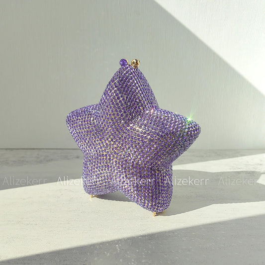 Alizekerr Star Shaped Crystal Evening Bags Women 2024 Boutique Gorgeous Gradient Colour Diamond Mini Clutch Purses Wedding Party