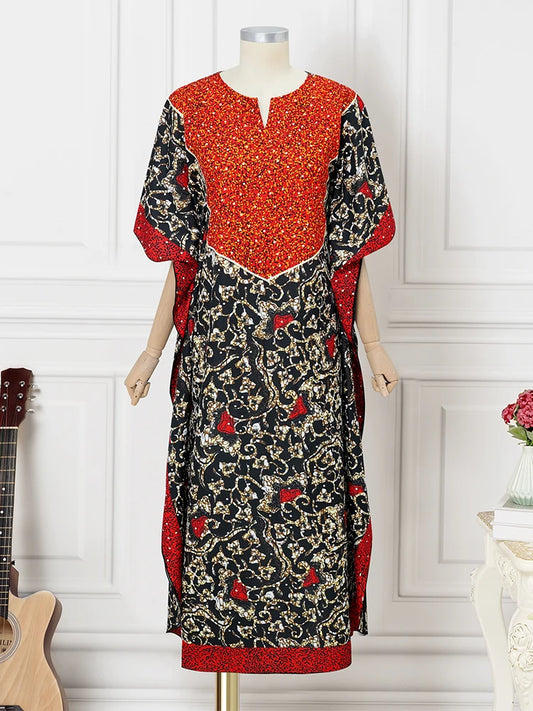 Plus Size VONDA Women Print Maxi Long Dress Summer Party Vestidos 2025 Vintage Patchwork Bat-wing Sleeve Sundress Casual Robe