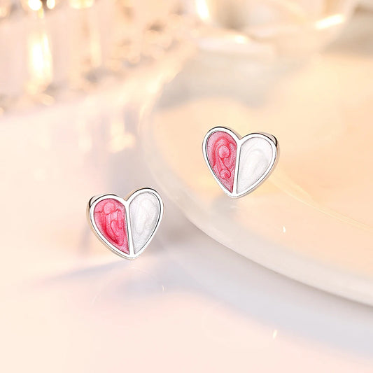 Pure 925 Sterling Silver Women's Gift New Fashion Jewelry Heart Stud Earrings XY0287