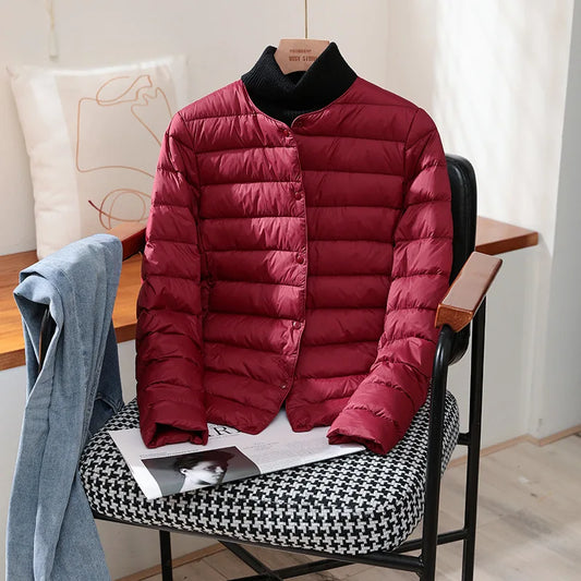 2023 New Arrivals Autumn Winter Warm Women White Duck Down Slim Jackets Female Fashion Ultra Lightweight Packable Puffer Coats