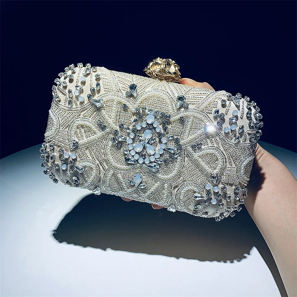 New Clutch Dinner Bag Handmade Beaded Exquisite Dress Bridal Clutch Bag Diamond Evening Bag Luxury Designer Handbag Evening Bag
