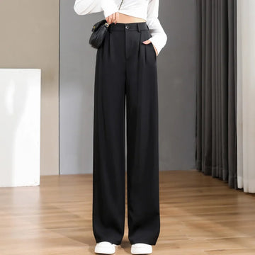 Women'S Loose Spring Summer New High Waist Wide Legs Slim Casual Trousers Korean Fashion Trend Female Suit Straight Pants
