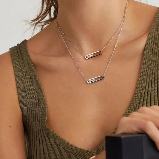 Fashion Jewelry S925 Silver Classic MOVE Series Sliding Necklace Women's High-end Luxury Jewelry Party Holiday Exquisite Gift
