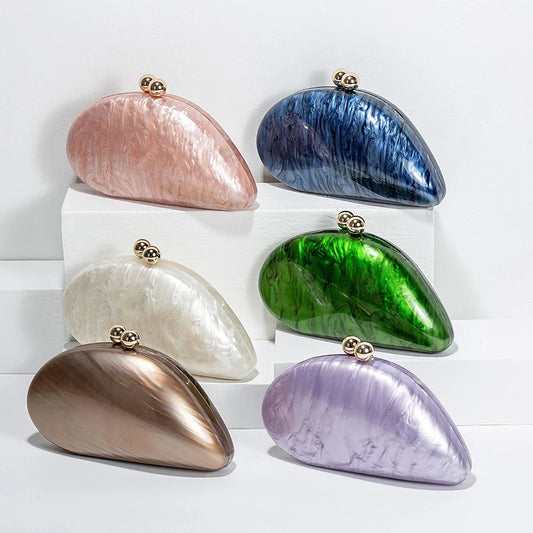 Irregular Shell Acrylic Bag Fashion Trend Wedding Banquet Handbag Banquet Bag Single Shoulder Diagonal Span Bag Women's Bag