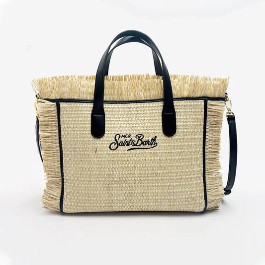 Saint Barth's new European and American women's large capacity leisure travel straw mat handmade tassel handbag tote bag
