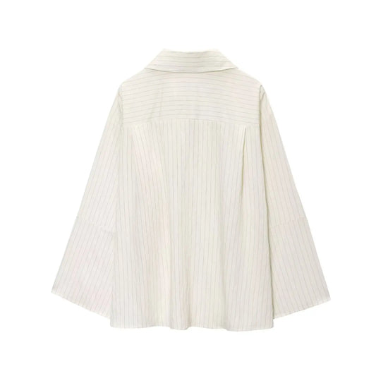 MYST&ZA2025 Autumn New Arrivals Women's Wear Casual Chic Versatile Striped Split Lapel Long Sleeve Shirt