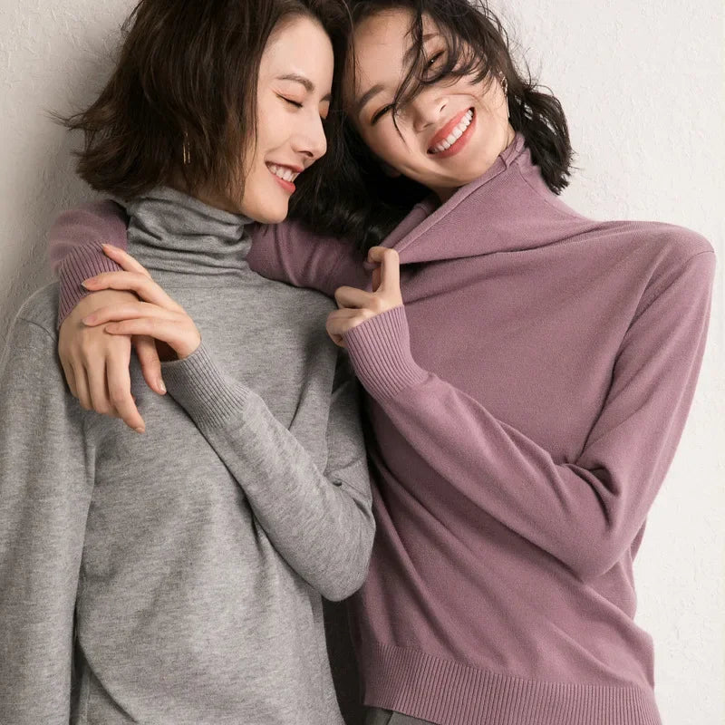 Autumn Winter Sweater Turtleneck Slim Fit Basic Pullovers 2025 Fashion Korean Knit Tops Bottoming Womens Sweater Stretch Jumpers