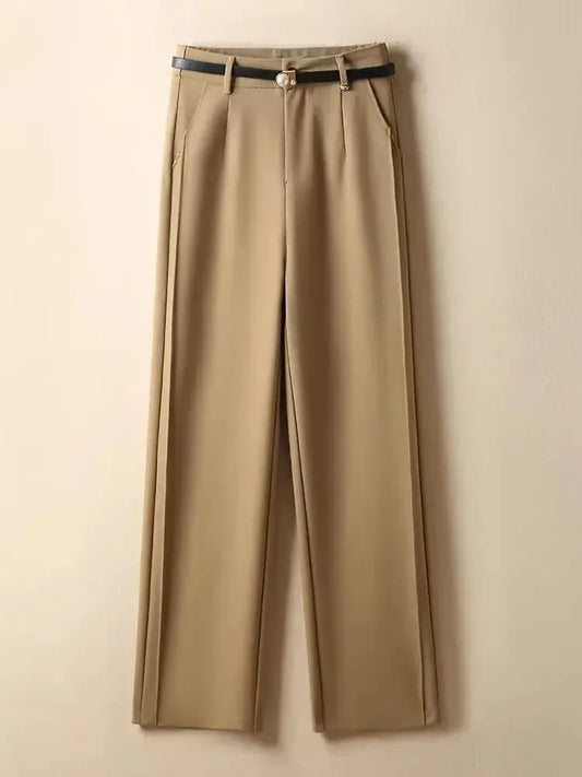 Suit Wide-leg Pants Women's 2024 Autumn New Loose Casual Straight Women's Pants Gift Belt Simple Versatile Elegant Black Pants