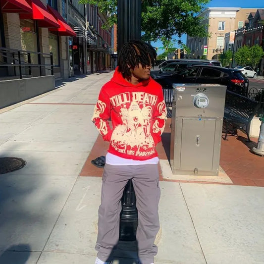Y2K Hoodies Women Harajuku Letter Print Loose Sweatshirt Trousers Hip Hop Punk Long Sleeve Pocket Men Tops Sweat Streetwear