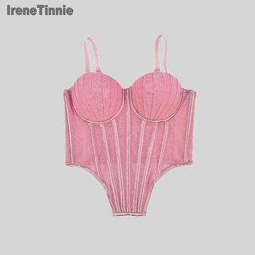 IRENE TINNIE-Women's Mesh Transparent Corset, Waist Fishbone Bandage, Bustier Corset, Sexy Tops, Fashion, New，2025