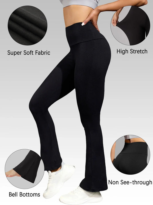 5 Pack Women's Super Soft Flare Pants High Waisted Tummy Control Workout Yoga Push Up Gym Fitness Leggings Bell Bottoms