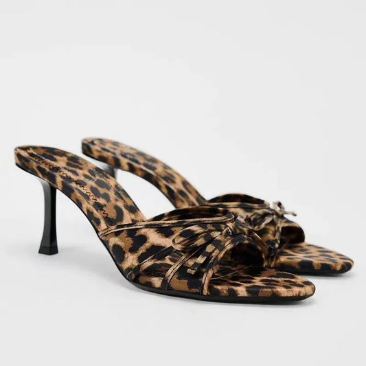 2024 Women's Sandals Summer Heel Sandals Ladies Heeled Sandals Casual Stiletto Leopard High heels slippers 35-42