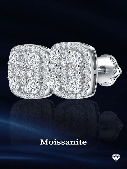 Cushion Earrings Moissanite Stud Earring for Woman Full Diamond Earring Engagemet New 2025