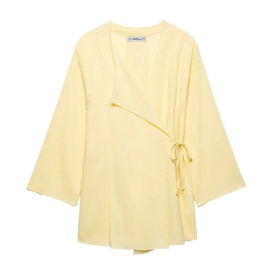 HipSeam Women Pants Set Casual Kimono Style Shirt With Lace Up Elastic Waist Drawstring Wide Leg Pant Two Piece Set Women Outfit