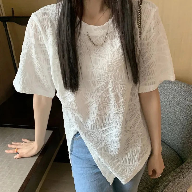 Short Sleeve T Shirt for Women Plaid Woman Tops Y2k Fashion Korea Women's Clothing 2025 Korean Reviews Clothes Kpop Female Emo
