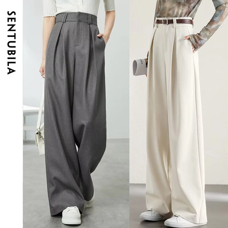 High Waist Baggy Pant Women Full Length Straight Loose Casual Trousers Spring Elegant Wide Leg Pant