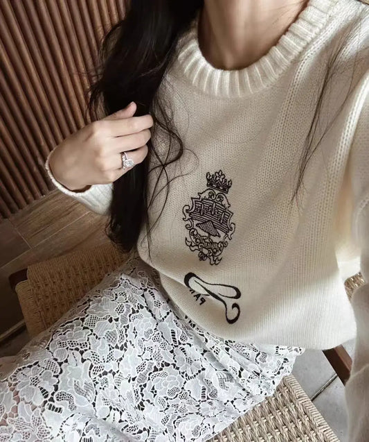 Advanced Round Neck Pullover Sweater Women's Autumn And Winter New Lazy Style Soft And Sticky Waist Knit Sweate