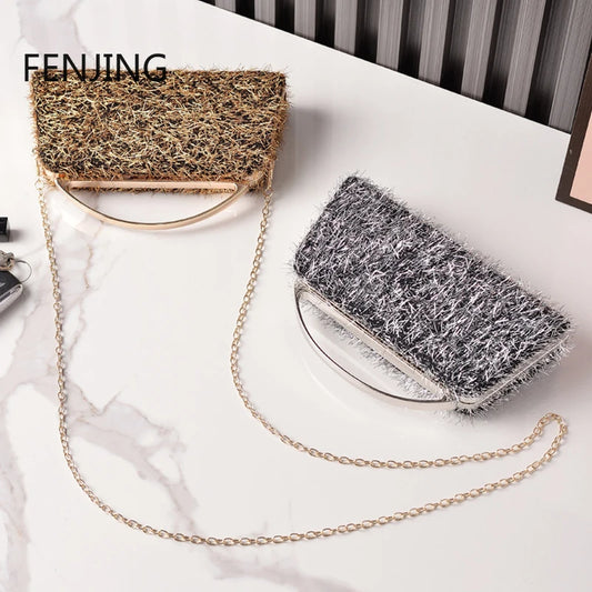 New Tassels Sequined Evening Bags Women Handbags Party Fashion Wedding Bridal Clutch Purse Luxury Chain Sling Shoulder Bags 2025