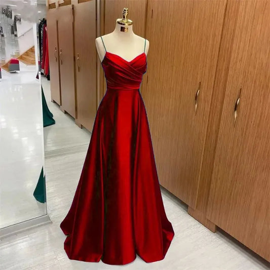 2025 Spring and Summer New Evening Dress Women's Strap Sexy Party Birthday Banquet Evening Dress Temperament Long Satin Dress