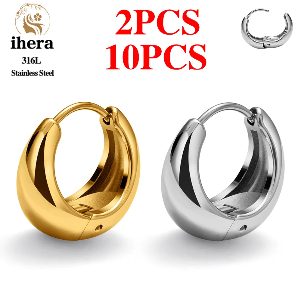 2/10PCS 316L Stainless Steel Hoop Earrings 20G Simple Round Earrings for Women Men Lobe Helix Cartilage Piercing Fashion Jewelry
