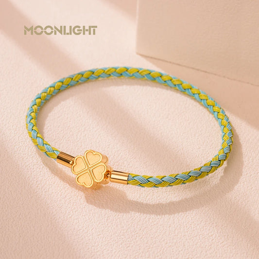 MOONLIGHT Fashion Classic Four-Leaf Clover Bracelet for Women Stainless Steel Braided Bracelet Female Jewelry Gift 10 Colors