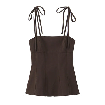 UNIZERA women's top with bow decoration elastic temperament versatile suspender spring new top vest
