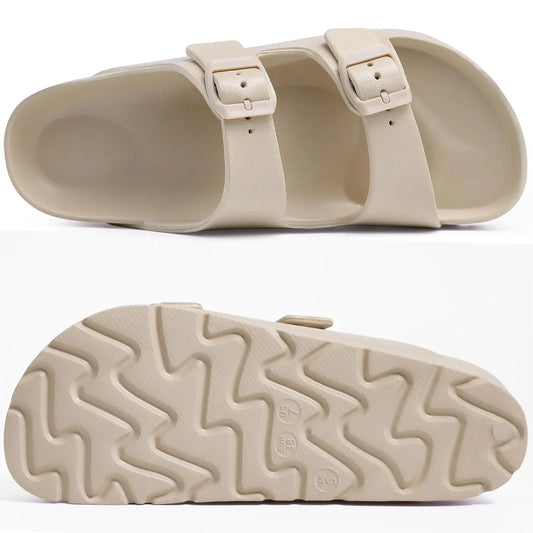 Comwarm New Women's Platform Sandals With Arch Support Lightweight Slip on Eva Slides Summer Beach Sandal with Adjustable Buckle