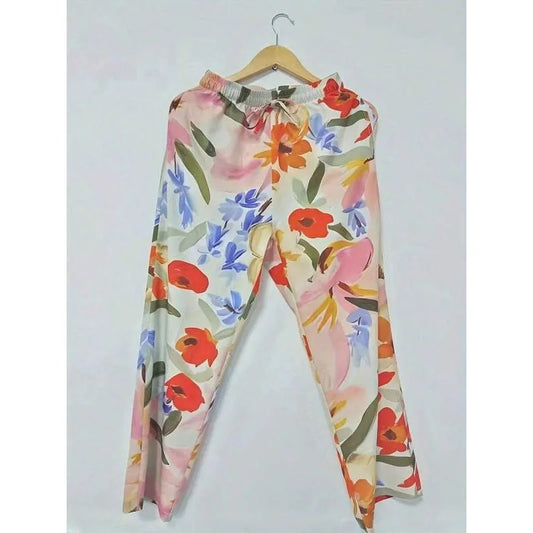 Plus Size 1XL-5XL New Womens Summer New Fashion Printed Straight Pants Vacation Style Trousers