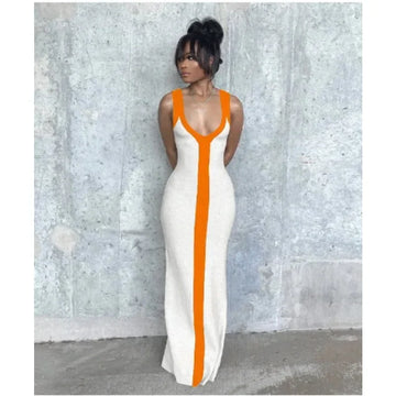 2025 Y2K INS Clothes Elegant Strap Sleeveless High Waist Slit Bodycon Evening Dress Sexy V Neck Corset Party Dress for Women