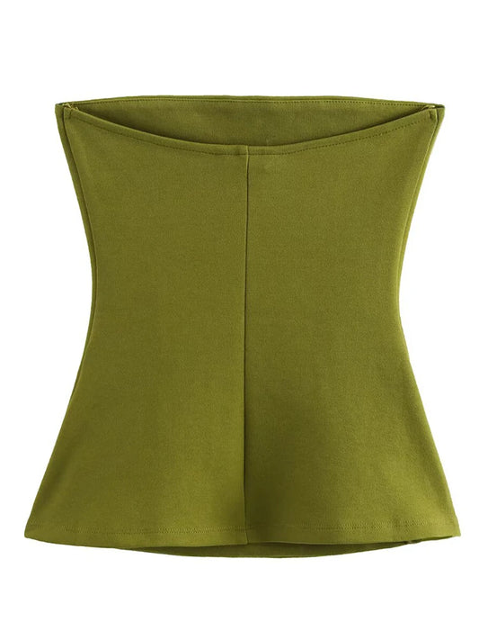 ZAJIA2005 new women's clothing European and American style color selection slim simple double-sided cloth chest wrap top