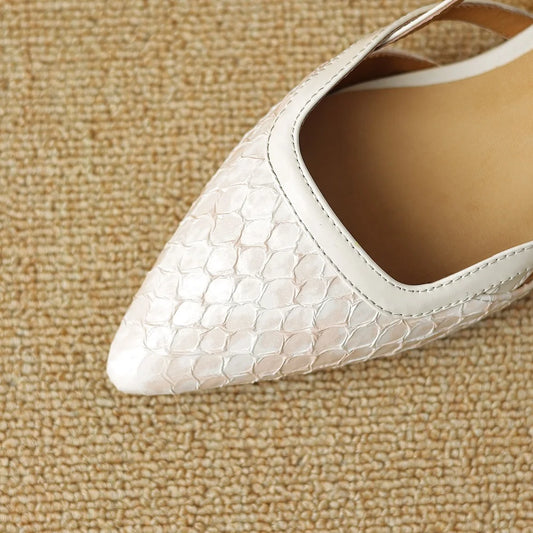 New Sexy Genuine Leather Pointed Toe Women Sandals Spring Summer Slingback Pumps Low Heels Fashion Office Party
