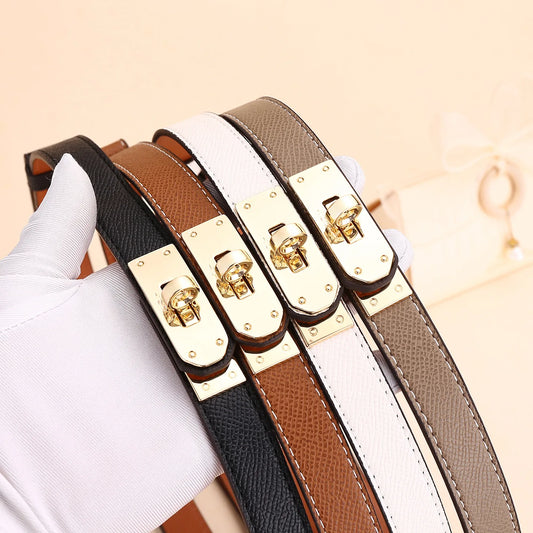 Adjustable Plutonium Leather Ladies Dress Accessories Slim Belts Thin Women Belt Belts Alloy Buckle Fashion Female Waist