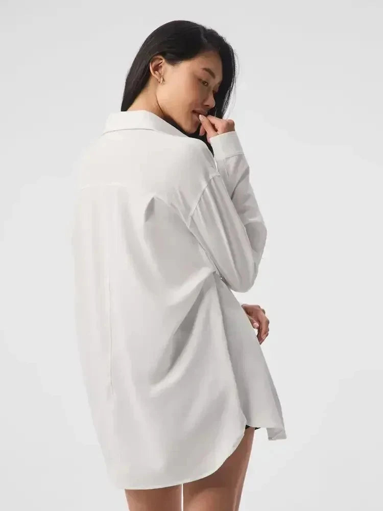 Fashion Women Blouses Casual Ladies Shirts Womens Blouses Tops Casual Long Sleeve Loose Fit Button Cotton Blouse White Shirt