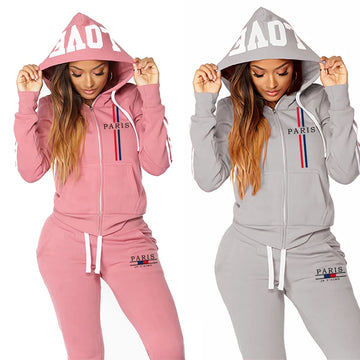 Women's Fashion Outfits Hooded Sweatshirts Sweatpants Urban Trend Sexy Streetwear Ladies All Season Casual Sports Zip Hoodie Set