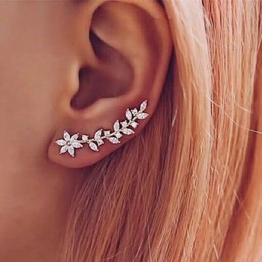 Huitan Trendy Flower Earrings for Women Full Paved Sparkling Cubic Zirconia Temperament Sweet Ear Accessories Fancy Gift Jewelry