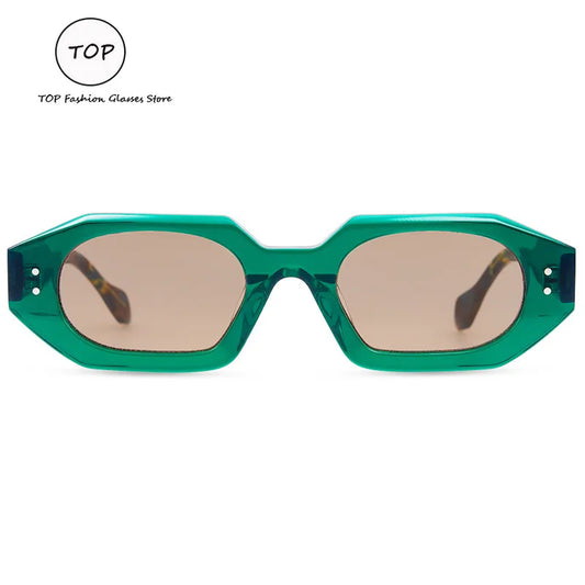 2525 Top New Handmade Sheet Retro Color Polygon Sunglasses for Women Outdoor Shade UV400 Sunglasses for Men