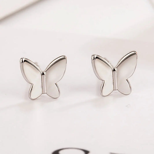 Real 925 Stelring Silver Jewelry Butterfly Stud Earrings For Woman Fashion New XY0279