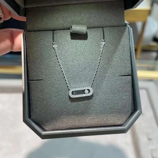 925 sterling silver classic fashionable mobile three diamond women's necklace. Holiday gifts