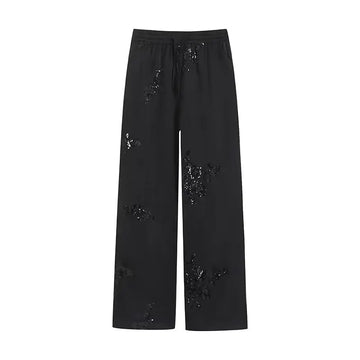 PB&ZA 2024 Summer New Women's Fashion Versatile European and American Heavy Industry Embroidered Pants